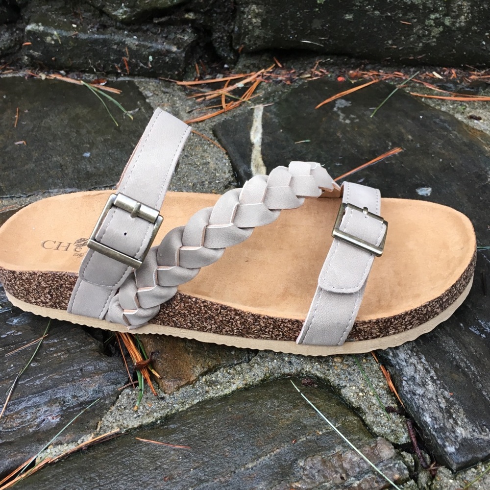 Last Pair! Braid Flatform Sandals Buckle Detail - Picture 3 of 5
